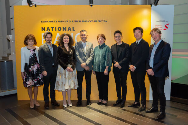 Ms Goh Swee Chen, Chairman of the National Arts Council (fourth from right), graced the occasion and met with Mr Kenneth Kwok, CEO, Singapore Symphony Group (fourth from left) and the piano and violin adjudicators of NPVC 2023.