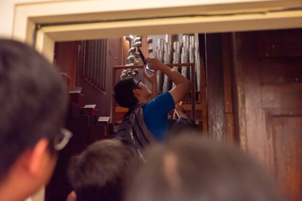 Participants getting up and close with the Klais Organ, a permanent fixture of the Victoria Concert Hall.