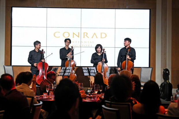 [L -R] SSO cellists Guo Hao (Fixed Chair), Ng Pei Sian (Principal), Wang Yan and Wang Zihao