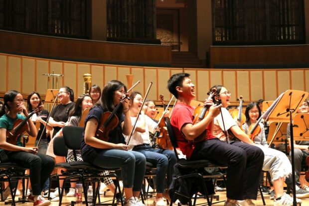 Rehearsal time at the Esplanade Concert Hall