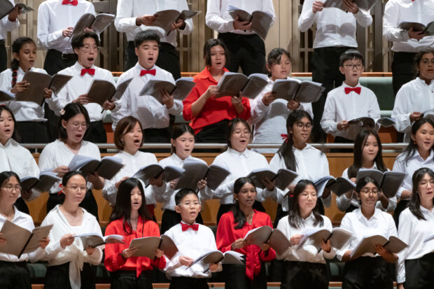 The voices of choristers from the Singapore Symphony Choruses and six local schools soared in the finale piece Yesterday, Today, Tomorrow.