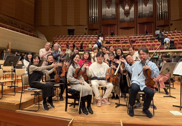 SSO first violinist Kong Xianlong (centre) on exchange with Tokyo Metropolitan Symphony Orchestra musicians