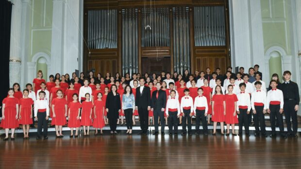 Mrs Rosy Ho (middle, in blue) with the Singapore Symphony Children’s Choir at their 2018 concert, Timeless Splendour, at Victoria Concert Hall. Mrs Ho is Principal Champion of the choir.