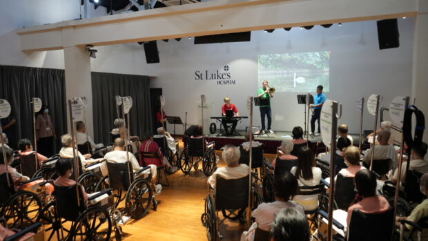 SSO musicians performing at St Luke’s Hospital for patients, staff, and caregivers.
