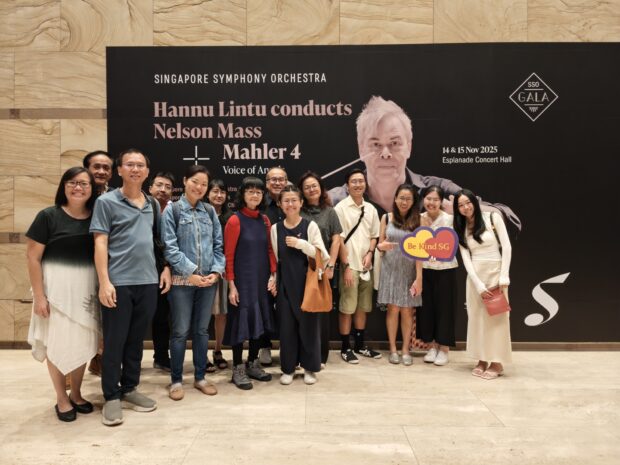 Staff and volunteers from Be Kind Singapore at a SSO concert at the Esplanade.