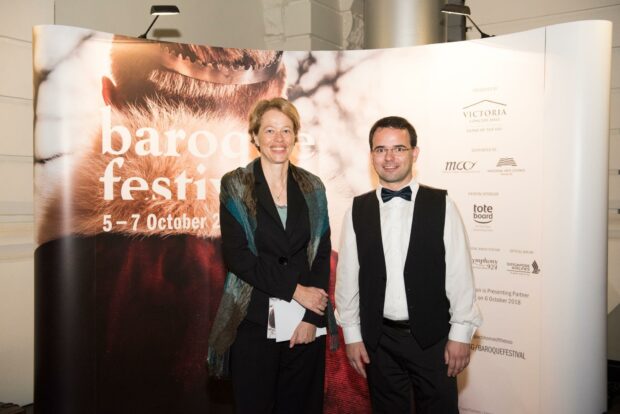 EU Ambassador to Singapore Barbara Plinkert with organist Stefan Kiessling, who hails from the St. Thomas Church where J.S. Bach was based for the last quarter of his life. (Photo Credit: Jack Yam)