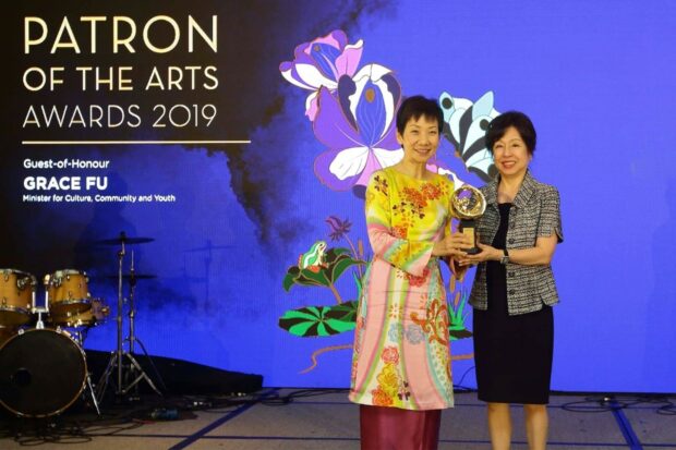 Minister for Culture, Community and Youth, Grace Fu, with Mrs Rosy Ho, member of the Singapore Symphony Orchestra Ladies’ League, at the National Arts Council Patron of the Arts Awards 2019 ceremony.

© NATIONAL ARTS COUNCIL