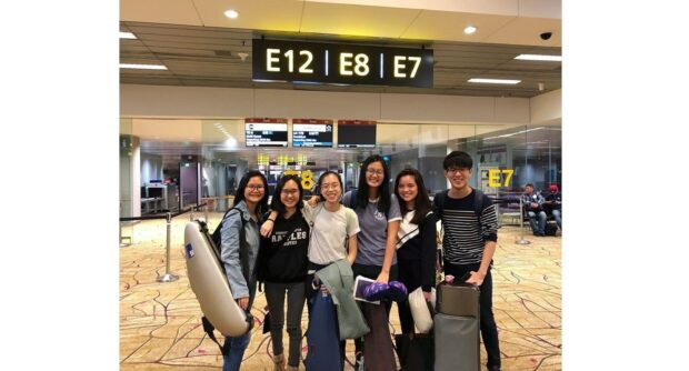 SNYO members at Changi Airport before their big trip to Germany
(L-R: Sarah Wong, Chloe Chen, Joanne Chan, Monica Toh, Joelle Hsu and Timothy Cher)