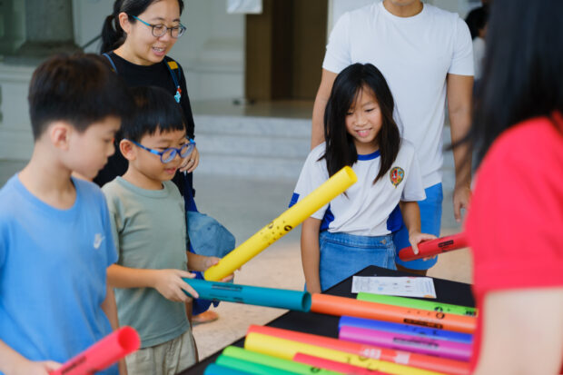 Building-wide music exhibits: Boomwhacker Xylophones