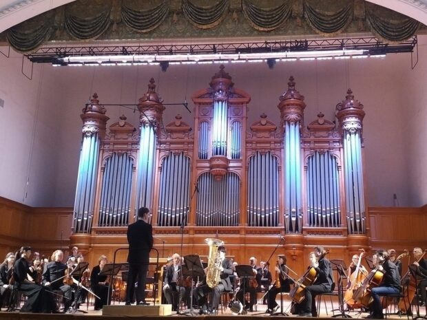 Tomoki performing in the final round of the Moscow State Tchaikovsky Conservatory’s tuba competition in 2017.