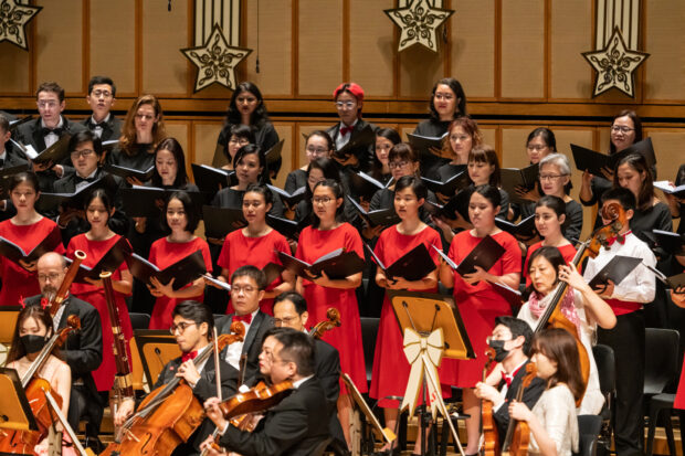 The voices of the Singapore Symphony Choruses with the SSO.